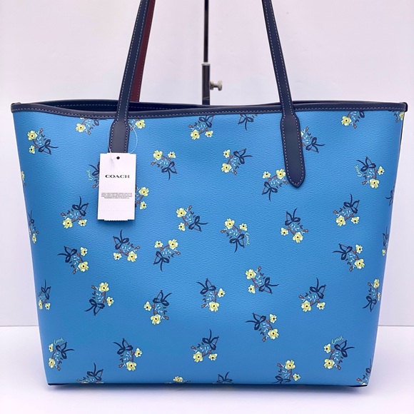 Coach City Tote with Floral Bow Print - Picture 10 of 12